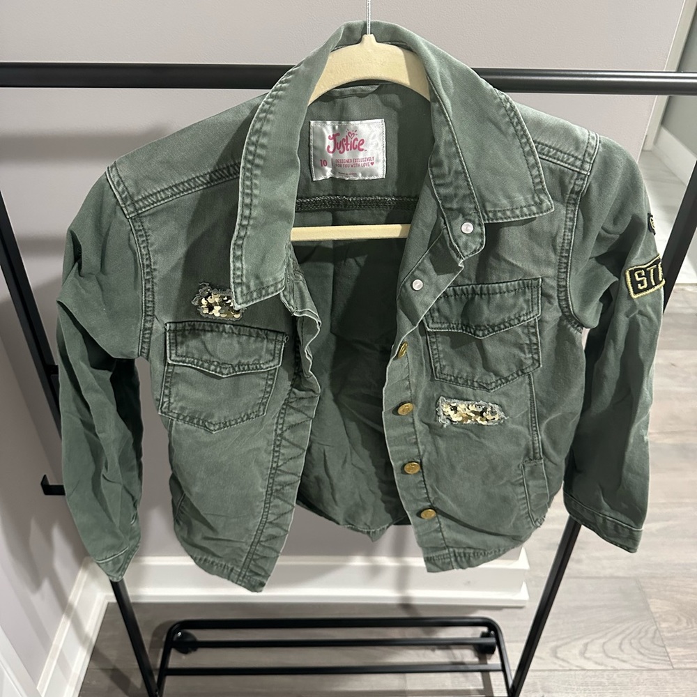 💚Justice💚Green Strong Jacket Girl size 10